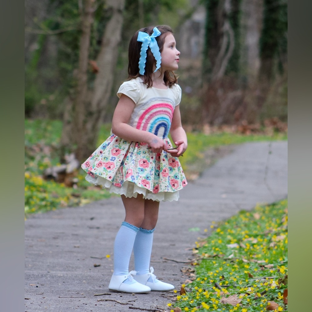 Baby Blue Ruffled Satin Ashton Bow - Picture 2 of 4